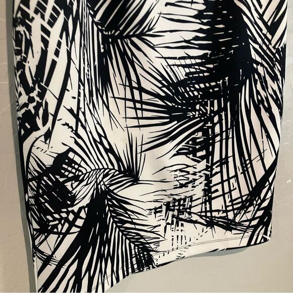 Vintage db Established 1962 Black White Palm Print Stretch Pencil Skirt Sz M - Picture 2 of 11